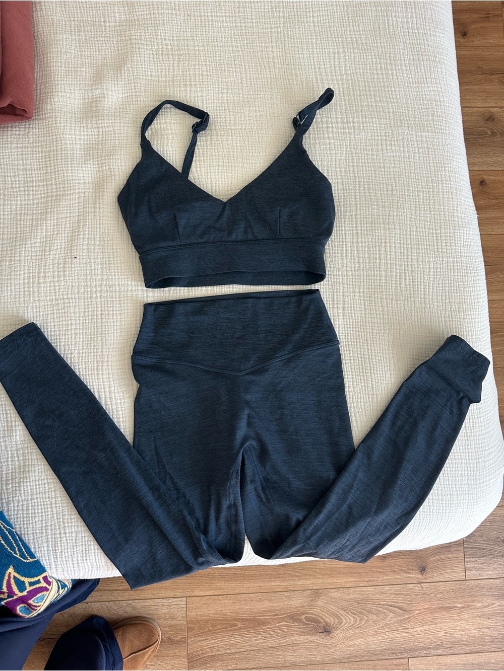 High-Waist Charcoal Leggings with Matching Bralette